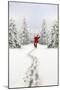 Snow Father Christmas Making Footprints in Winter-null-Mounted Premium Photographic Print