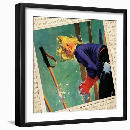 Snow fight Montage-null-Framed Giclee Print