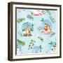 Snow Globe Animals Pattern VI-Farida Zaman-Framed Art Print