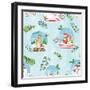 Snow Globe Animals Pattern VI-Farida Zaman-Framed Art Print