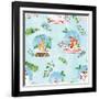 Snow Globe Animals Pattern VI-Farida Zaman-Framed Art Print