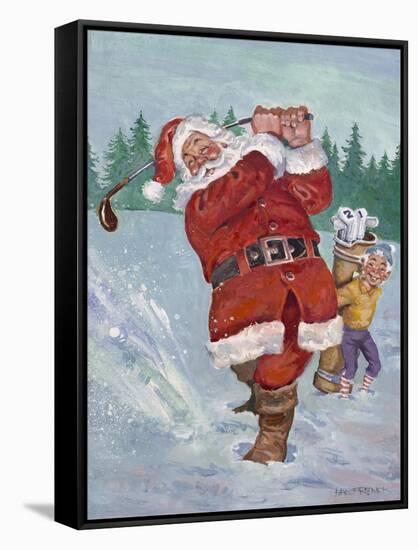 Snow Golfing Santa-Hal Frenck-Framed Stretched Canvas