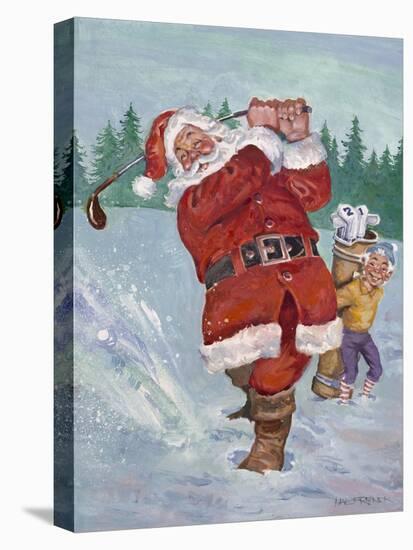 Snow Golfing Santa-Hal Frenck-Stretched Canvas