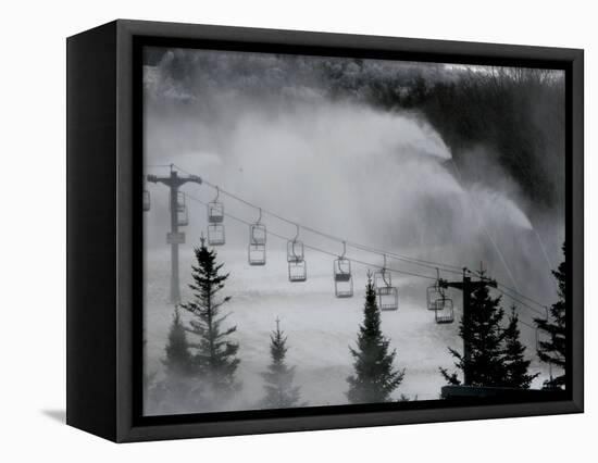 Snow Guns Pump out Man-Made Snow at Bretton Woods Ski Area, New Hampshire, November 20, 2006-Jim Cole-Framed Stretched Canvas