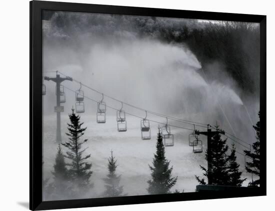 Snow Guns Pump out Man-Made Snow at Bretton Woods Ski Area, New Hampshire, November 20, 2006-Jim Cole-Framed Photographic Print