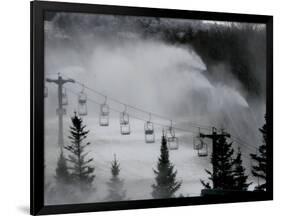 Snow Guns Pump out Man-Made Snow at Bretton Woods Ski Area, New Hampshire, November 20, 2006-Jim Cole-Framed Photographic Print