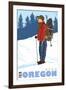 Snow Hiker, Bend, Oregon-Lantern Press-Framed Art Print