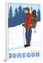 Snow Hiker, Bend, Oregon-Lantern Press-Framed Art Print