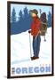 Snow Hiker, Bend, Oregon-Lantern Press-Framed Art Print