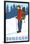 Snow Hiker, Bend, Oregon-Lantern Press-Framed Art Print