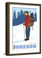 Snow Hiker, Bend, Oregon-Lantern Press-Framed Art Print