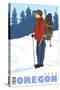 Snow Hiker, Bend, Oregon-Lantern Press-Stretched Canvas