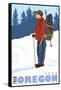 Snow Hiker, Bend, Oregon-Lantern Press-Framed Stretched Canvas