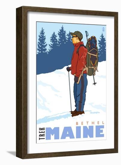 Snow Hiker, Bethel, Maine-Lantern Press-Framed Art Print