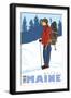 Snow Hiker, Bethel, Maine-Lantern Press-Framed Art Print