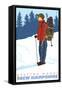 Snow Hiker, Bretton Woods, New Hampshire-Lantern Press-Framed Stretched Canvas