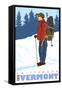 Snow Hiker, Chittendon, Vermont-Lantern Press-Framed Stretched Canvas
