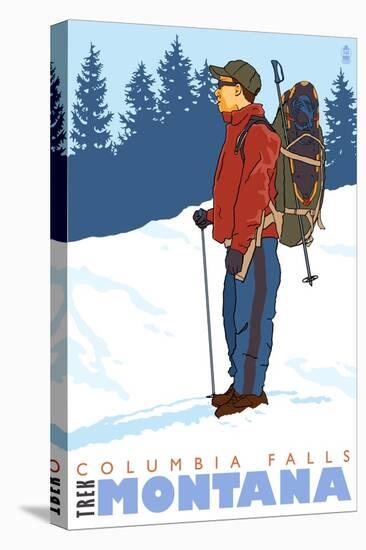 Snow Hiker, Columbia Falls, Montana-Lantern Press-Stretched Canvas