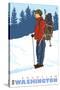 Snow Hiker, Enumclaw, Washington-Lantern Press-Stretched Canvas