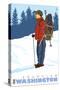 Snow Hiker, Enumclaw, Washington-Lantern Press-Stretched Canvas