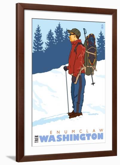 Snow Hiker, Enumclaw, Washington-Lantern Press-Framed Art Print
