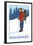 Snow Hiker, Estes Park, Colorado-Lantern Press-Framed Art Print