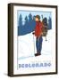 Snow Hiker, Estes Park, Colorado-Lantern Press-Framed Art Print