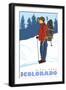 Snow Hiker, Estes Park, Colorado-Lantern Press-Framed Art Print