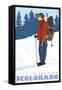 Snow Hiker, Estes Park, Colorado-Lantern Press-Framed Stretched Canvas