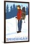 Snow Hiker, Gaylord, Michigan-Lantern Press-Framed Art Print