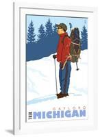 Snow Hiker, Gaylord, Michigan-Lantern Press-Framed Art Print