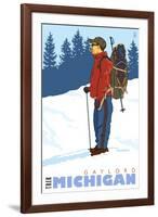 Snow Hiker, Gaylord, Michigan-Lantern Press-Framed Art Print