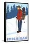 Snow Hiker, Gaylord, Michigan-Lantern Press-Framed Stretched Canvas