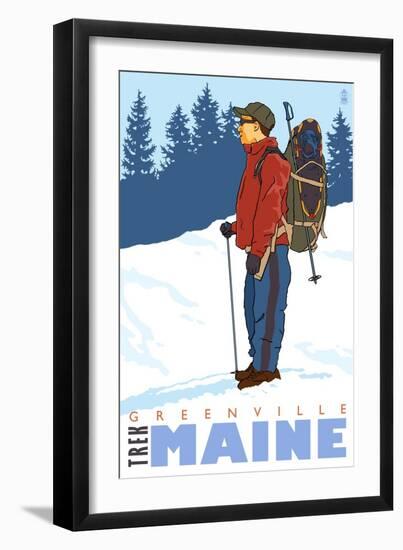 Snow Hiker, Greenville, Maine-Lantern Press-Framed Art Print