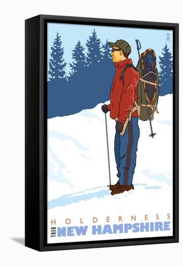 Snow Hiker, Holderness, New Hampshire-Lantern Press-Framed Stretched Canvas