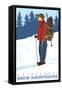 Snow Hiker, Holderness, New Hampshire-Lantern Press-Framed Stretched Canvas