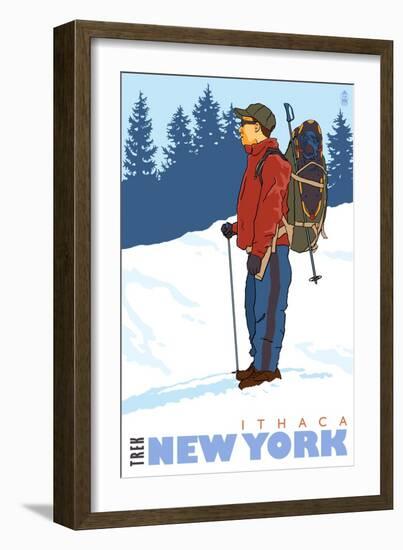 Snow Hiker, Ithaca, New York-Lantern Press-Framed Art Print