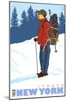 Snow Hiker, Ithaca, New York-Lantern Press-Mounted Art Print