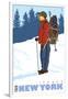 Snow Hiker, Ithaca, New York-Lantern Press-Framed Art Print