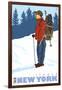 Snow Hiker, Ithaca, New York-Lantern Press-Framed Art Print