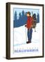 Snow Hiker, Lake Tahoe, California-Lantern Press-Framed Art Print