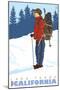 Snow Hiker, Lake Tahoe, California-Lantern Press-Mounted Art Print