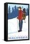 Snow Hiker, Lake Tahoe, California-Lantern Press-Framed Stretched Canvas