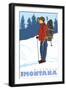 Snow Hiker, Missoula, Montana-Lantern Press-Framed Art Print