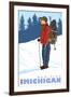 Snow Hiker, Munising, Michigan-Lantern Press-Framed Art Print