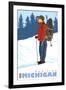 Snow Hiker, Munising, Michigan-Lantern Press-Framed Art Print