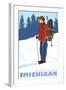 Snow Hiker, Munising, Michigan-Lantern Press-Framed Art Print