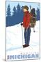Snow Hiker, Munising, Michigan-Lantern Press-Mounted Art Print
