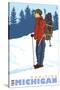 Snow Hiker, Munising, Michigan-Lantern Press-Stretched Canvas