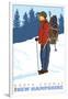 Snow Hiker, North Conway, New Hampshire-Lantern Press-Framed Art Print
